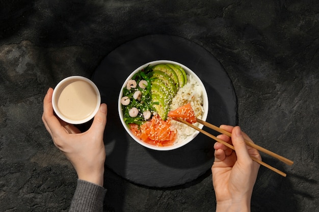 무료 사진 맛있는 해초 요리를 가까이서 보세요