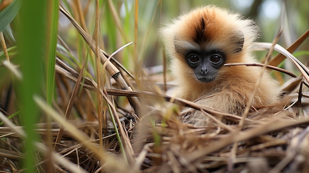 무료 사진 자연 속에서 긴팔원숭이를 가까이서 보세요