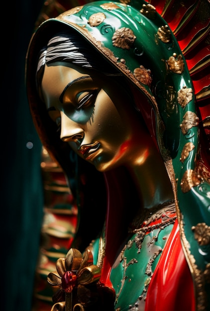 Бесплатное фото Близкий снимок мексиканской статуи святой марии