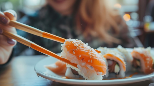 無料写真 寿司を食べている人々を近距離で見る