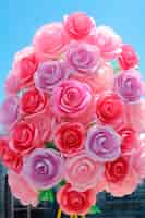 無料写真 ピンクのバラの花束をクローズ アップ