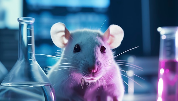 Бесплатное фото Крупным планом крыса в лаборатории