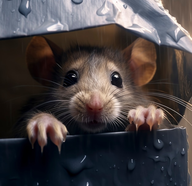 Бесплатное фото Крупный план крысы внутри сумки