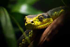 Бесплатное фото Крупный план змеи в естественной среде обитания