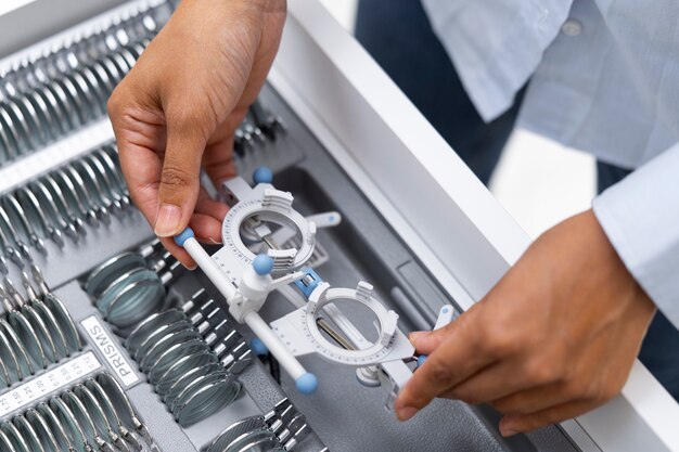 Close up on ophthalmologist's tools