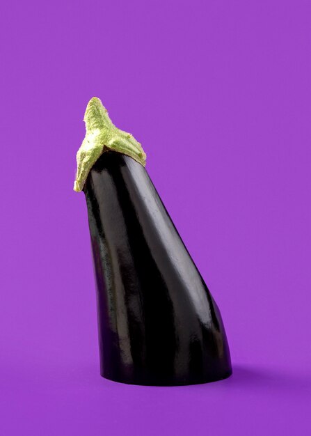 Close-up organic aubergine on the table