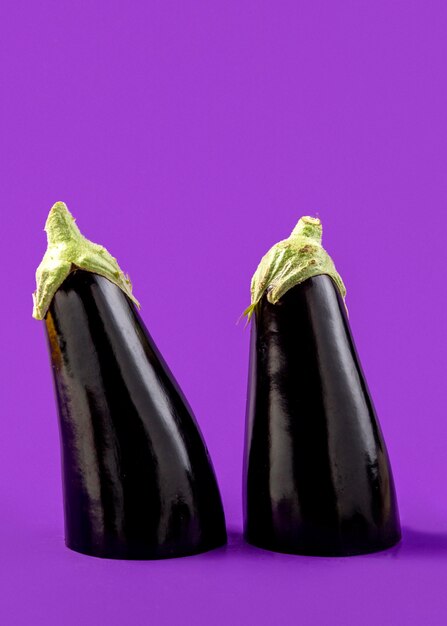 Close-up organic aubergine on the table