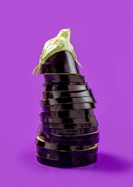 Close-up organic aubergine on the table
