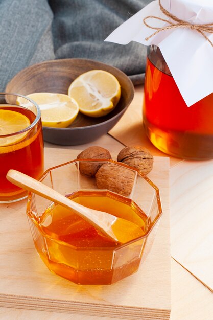 Close-up organic honey on the table