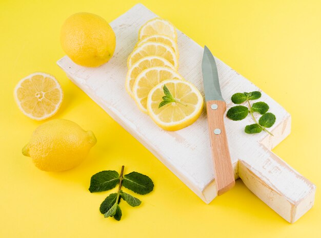 Close-up organic lemons on the table