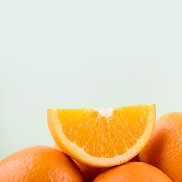 Close-up organic oranges with copy space