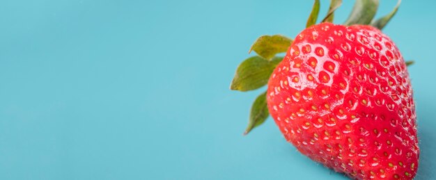 Close-up organic strawberry with copy space