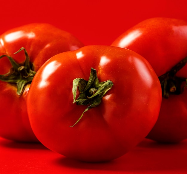 Close-up organic tomatoes with copy space