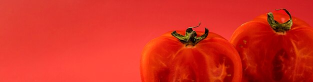 Close-up organic tomatoes with copy space