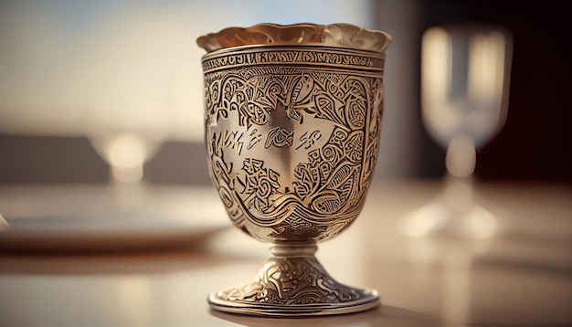 Free photo close up of an ornate wine chalice antique elegance generated by ai