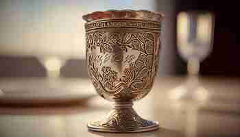 Free photo close up of an ornate wine chalice antique elegance generated by ai