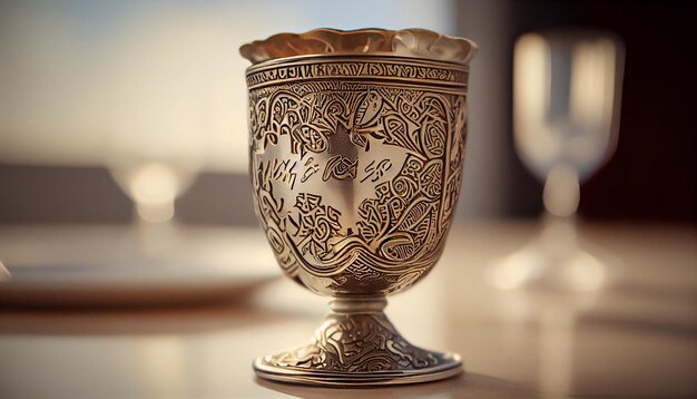 Close up of an ornate wine chalice antique elegance generated by AI