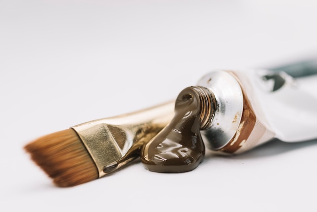 close up of paint tubes