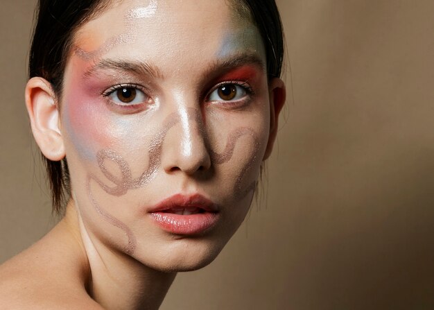 Close-up of painted face on woman