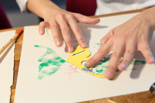 Close up of painter hands