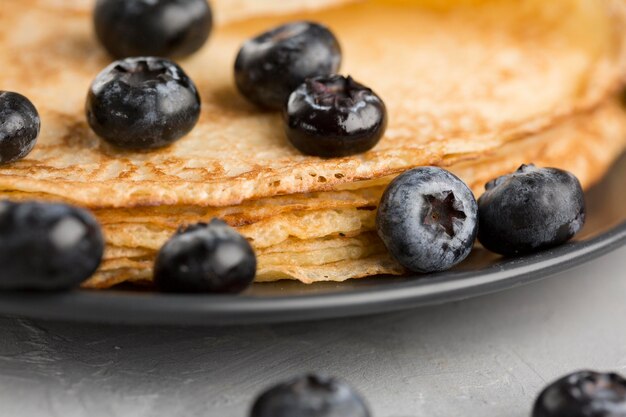 Close-up pancakes with blueberries