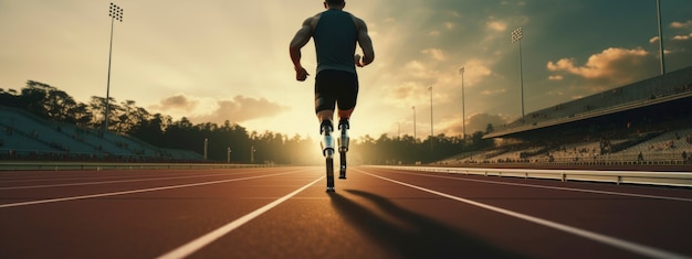 Foto gratuita primo piano sulla corsa dell'atleta paralimpico