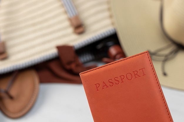 Close up passport for traveling