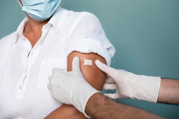 Free photo close up on patient after being vaccinated