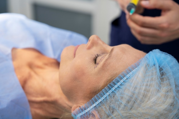 Close up patient ready for procedure