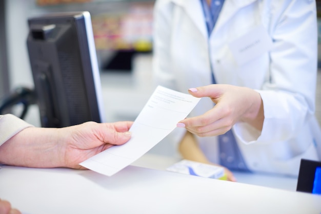 Close up of patient with prescription