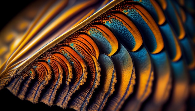 A close up of a peacock feather