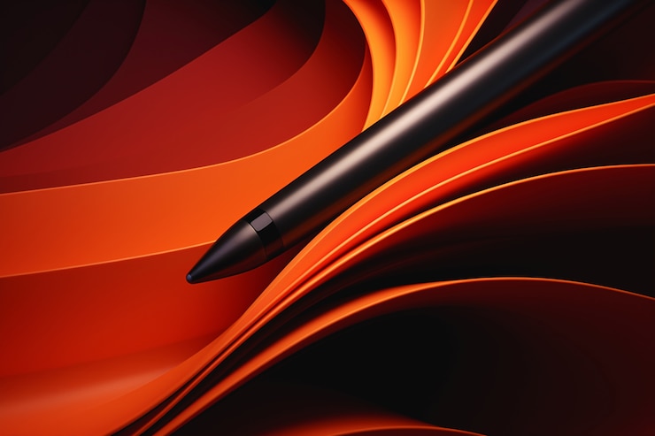 Free Photo close up on pen between orange layers