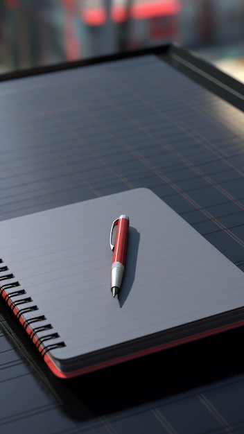 Крупным планом ручка с блокнотом