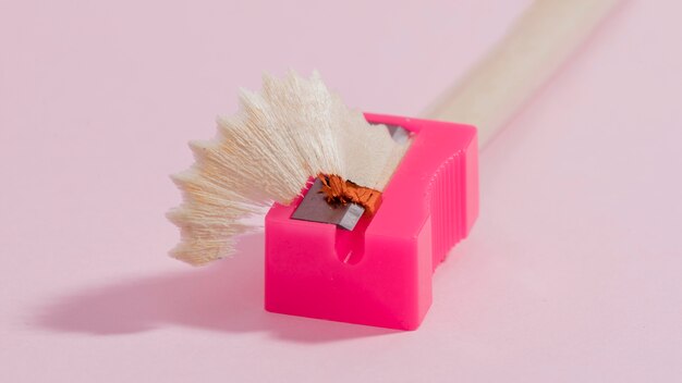 Close-up pencil sharpener on the table