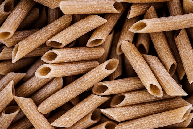 Close up of penne whole wheat pasta