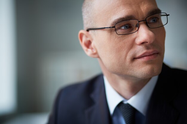 Close-up of pensive businessman