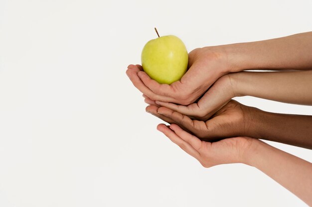 Close up on people connecting through hands