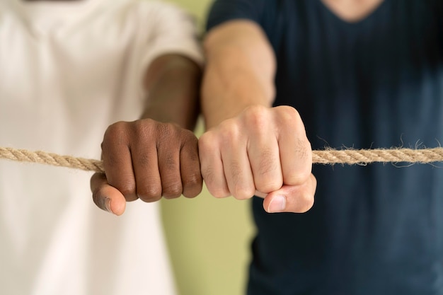 Close up on people connecting through hands