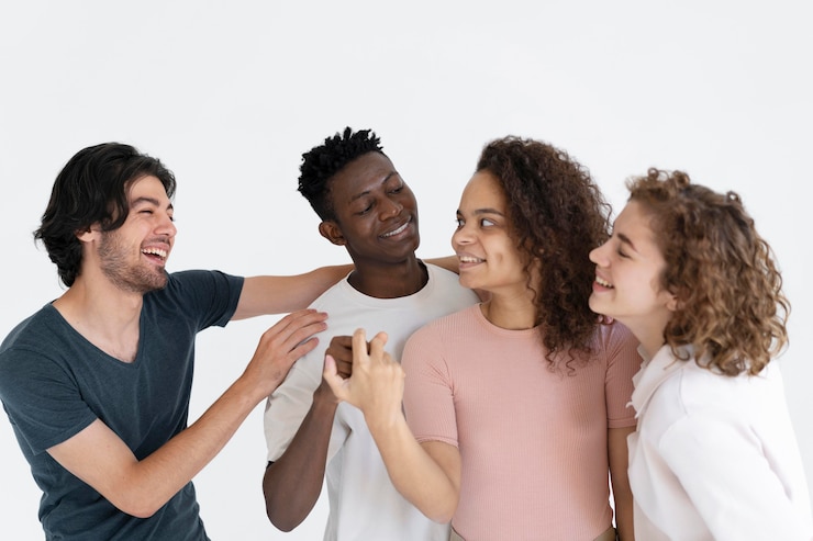 Free Photo close up on people getting stronger together
