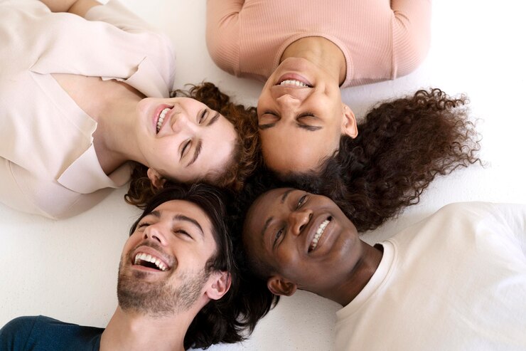 Free Photo close up on people getting stronger together