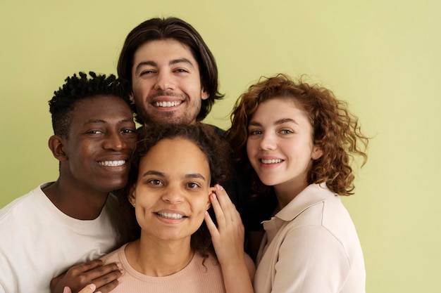 Close up on people getting stronger together