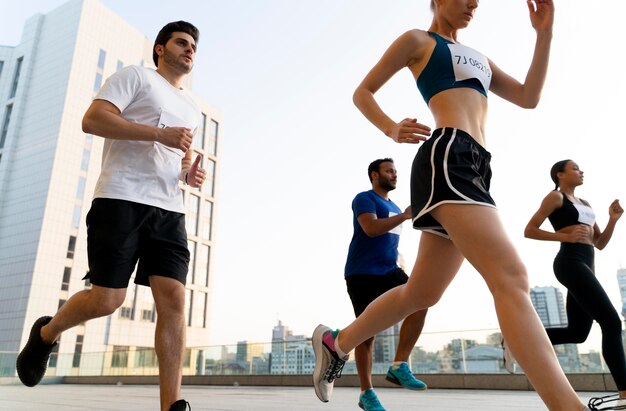 close up people running outdoors