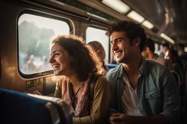 Close up on people traveling by bus