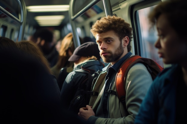 Immagini ravvicinate di persone che viaggiano in autobus