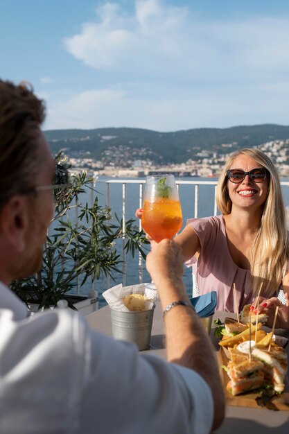 Close up people with delicious drinks