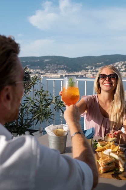 Close up people with delicious drinks