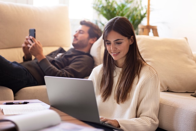 Close up on people working from home