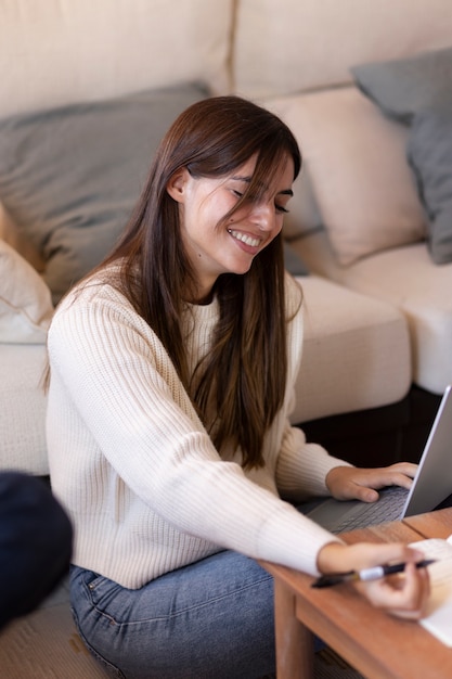 Close up on people working from home