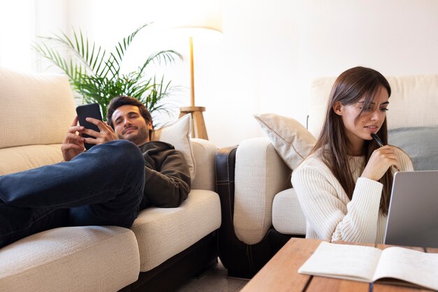 Close up on people working from home