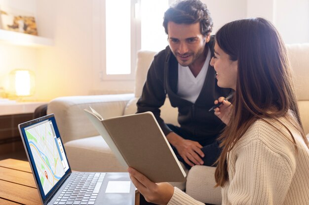 Close up on people working from home